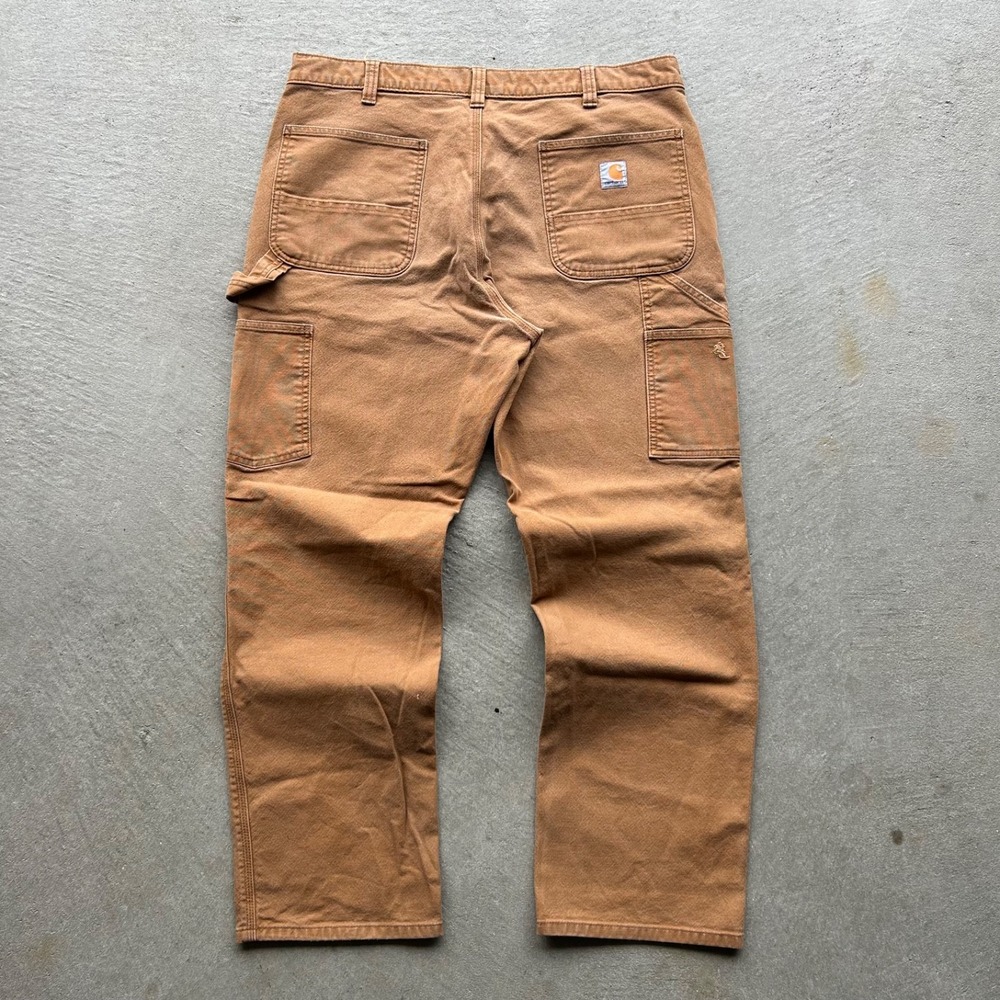 Carhartt Carpenter Pants Size 38x32 Tan Duck Canvas Relaxed Fit Rugged Flex Work